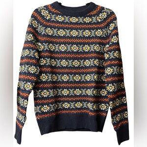 J. Crew Nordic FairIsle Lambs Wool Pullover Crew Sweater Size Small EUC